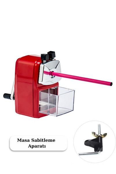 Mas 6732 Desk Type Large Arm Pencil Sharpener - Red