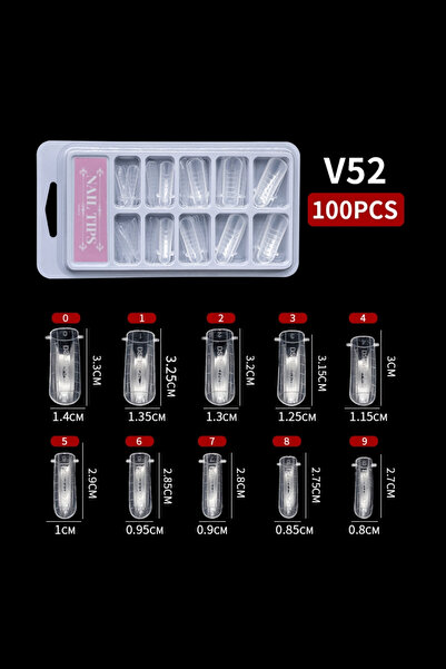 Easy Beauty 10 Farklı Boy 100 Adet Ölçekli Poly Jel Kalıp Tips Farklı Şekille...