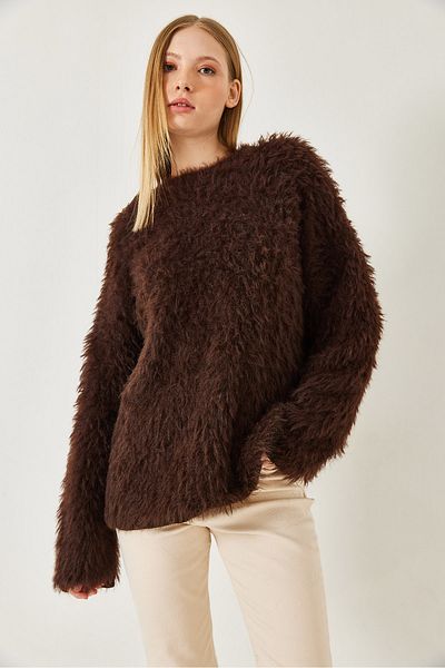 Bianco Lucci Women's Feather Oversize Sweater 241205 60261212