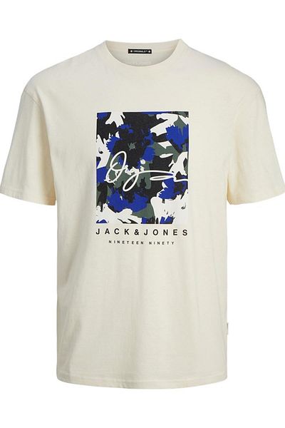 Jack & Jones Тениска JACK&JONES JORARUBA AOPBRANDING с кръгло деколте LN 12255517 КРЕМ