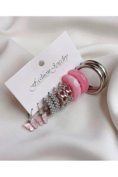 Le Manolia Accessories çoklu inci detaylı kombin küpe seti kadın küpe halka küpe zirkon küpe