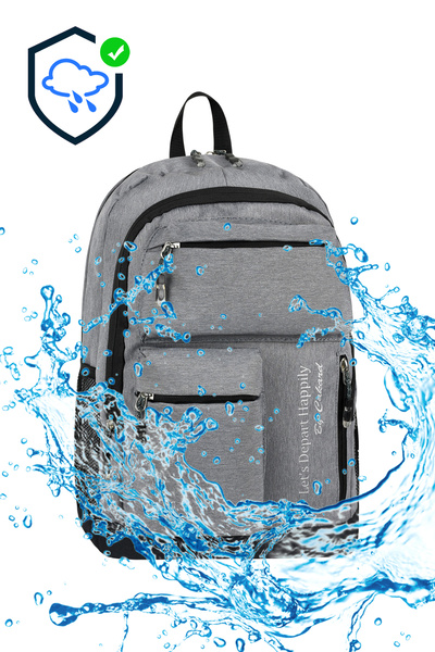 Bliss Gray Unisex Waterproof Multi-Pocket School & Travel Backpack with Laptop Compartment