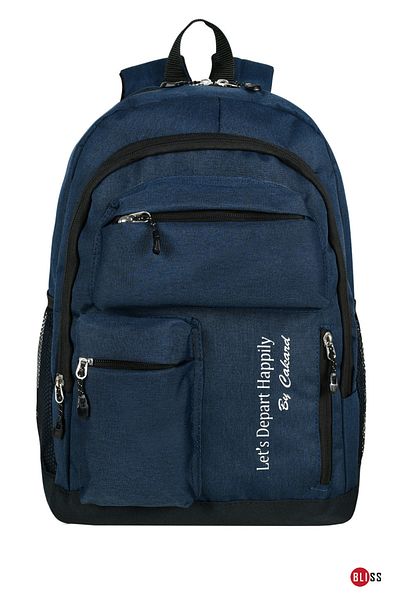 Bliss Navy Blue Unisex Waterproof Multi-Pocket School & Travel Backpack with Laptop Compartment