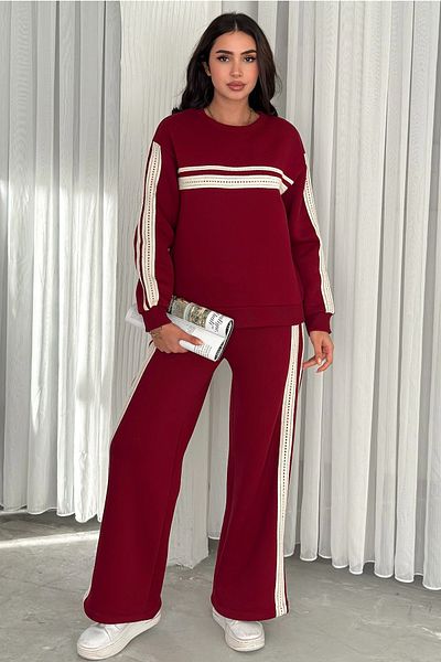 FEMELLE Set de trening pentru femei Burgundy Bottom - Top