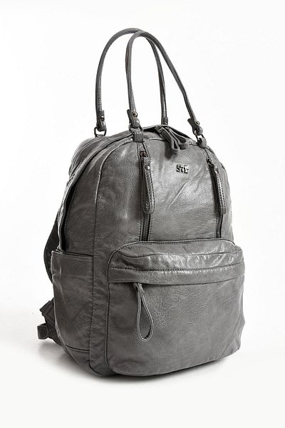 yuzuco Faux Leather Backpack Grey (Model: 571-11-12J)