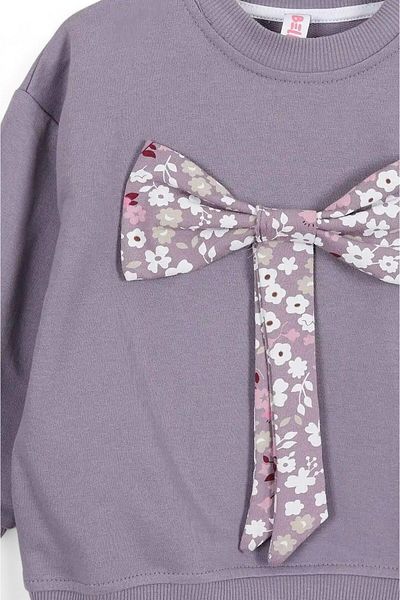 Ege Bebek Girl's 2-3-4-5 Years Old Seasonal Flower Printed Bow Detailed Leggings Bottom Top Suit