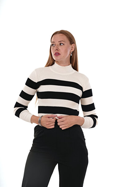 Butik TREND BİZ Півкомір з рибальським коміром Смугастий трикотажний боді