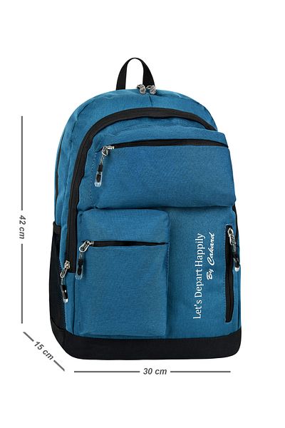 Bliss Rucsac albastru unisex rezistent la apă, cu mai multe buzunare, pentru școală și călătorie, cu compartiment pentru laptop