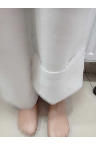 LADY HAZAL Λευκό παντελόνι με ράστερ εσωτερικά φλις φαρδύ παντελόνι