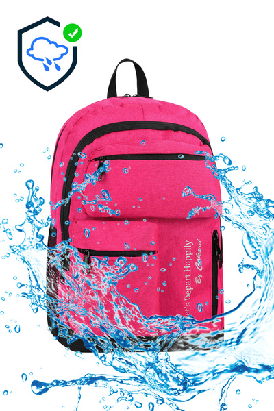 Bliss Pink Unisex Waterproof Multi-Pocket School & Travel Backpack with Laptop Compartment