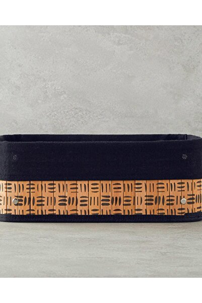 English Home Stripy Bamboo Basket Natural 32X22X12 cm