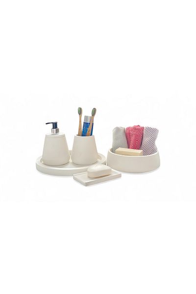 Chiko Mall Stylish and Trendy Concrete Bathroom Accessory Set with Marble Pattern 5 Pieces