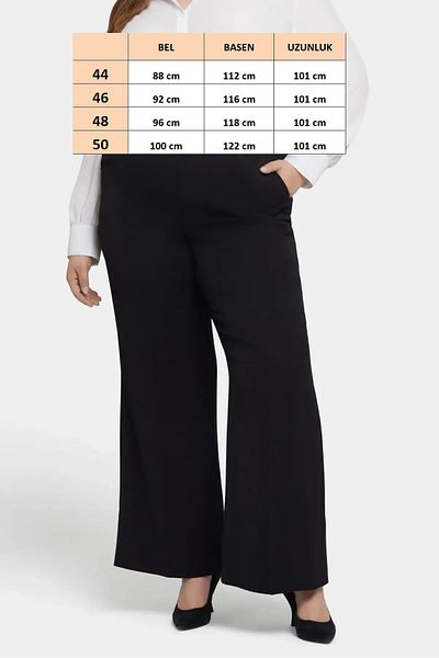 FOR ESRA BIG TREND Pantaloni de damă, cu talie înaltă, cu buzunare laterale, țesute cu picior spaniol, din material elastic