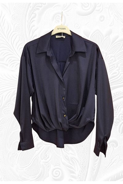 STEPS Knotted Front Satin Blouse