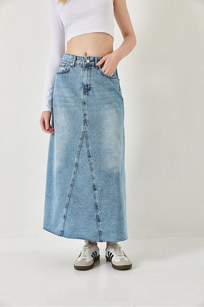 Bianco Lucci Fusta lungă din denim tăiată cu laser pentru femei 5137 60261291