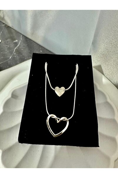 Le Manolia Accessories çelik harf kolye ve çelik düğüm kalp kolye kararmaz çelik zincir kombin kolye