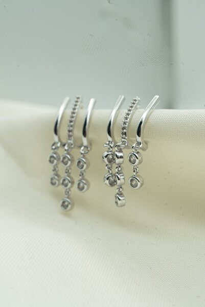 Le Manolia Accessories kıskaç küpe modeli zirkon taş detaylı kadın küpe  zirkon taşlı sallantılı kadın küpe