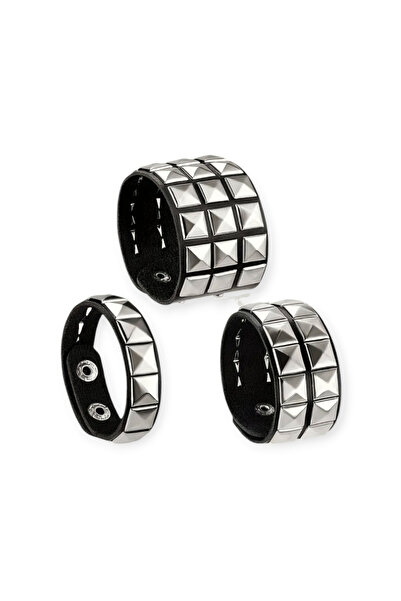 NEGO ACCESORİES METAL ZIMBA DETAYLI SUNİ DERİ GOTİK PUNK ROCK UNİSEX BİLEKLİK
