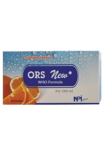 ORS علبة تحتوي على 25 كيسًا بوزن 30 جرام لكل كيس