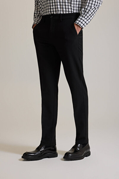 Ysf Erkek Siyah Regular Fit Yan Cepli Kışlık Kanvas Pantolon