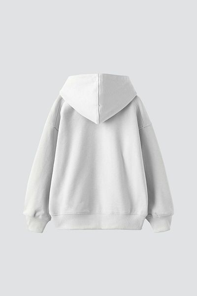 Sekizbiraltı Λευκό κουκούλα με στάμπα Flame Stone Oversize Unisex