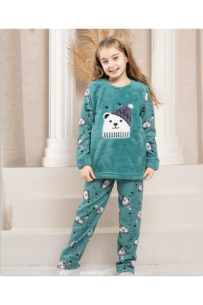 ROMEO LİFE Set de pijamale din lână de pluș de iarnă pentru fete 8066