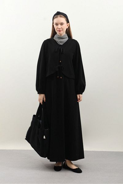 ZÜLAYS Black Knitwear Cardigan Dress Set
