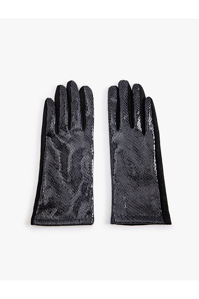 Koton Crocodile Look Gloves with Faux Leather Detail