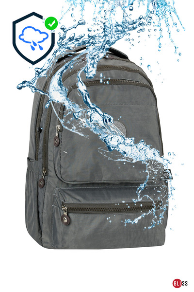 Bliss Gray Large Size Unisex Daily & Primary & High School Backpack Crinkle Fabric Backpack with Laptop Compartment