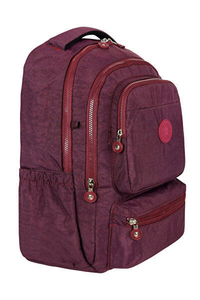 Bliss Claret Red Unisex Daily & School Backpack Crinkle Fabric Backpack with Laptop Compartment