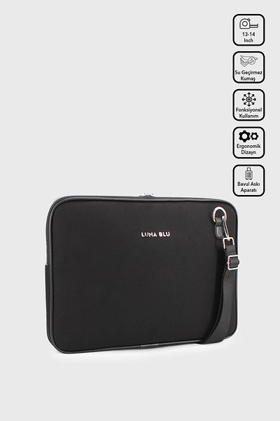 LUNABLU Geantă crossbody din material textil impermeabil pentru notebook Macbook Air-Pro de 13-14 inchi