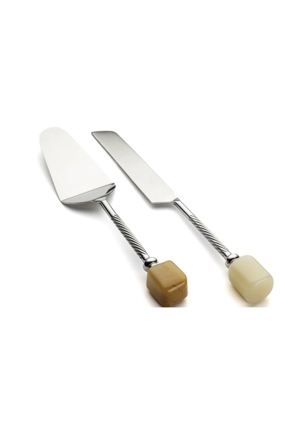 Mikasa Moor Rayn Silver 2 Piece Cake Serving Set