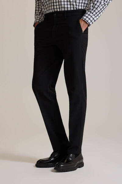 Ysf Erkek Siyah Regular Fit Yan Cepli Kışlık Kanvas Pantolon