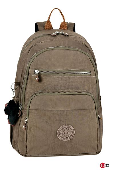 Bliss Mocha Unisex Σακίδιο πλάτης για καθημερινό & δημοτικό & γυμνάσιο Crinkle υφασμάτινο σακίδιο πλάτης με θήκη για φορητό υπολογιστή