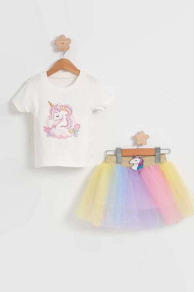 LOGO AKSESUAR Κοριτσίστικο Μονόκερος Tutu Διπλό Σετ - Μονόκερος Πόρπη
