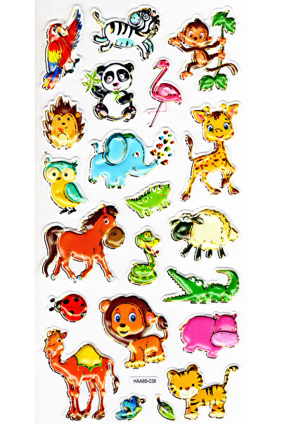 Limmy Χαριτωμένα ζώα με ανάγλυφο αυτοκόλλητο με μοτίβο - 23x12 cm (Haa038)