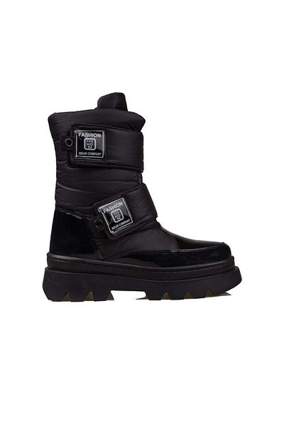 Demashoes Μαύρο Velcro Easy Wear Snow Αντιολισθητική Σόλα Παιδικά Snow Boots