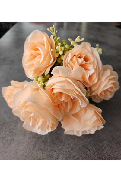 YAPAY ÇİÇEK DERYASI 7 Kafalı Şimşir Aranjmanlı Yavru Ağzı Gül Demeti Buket Gül Vazo Saksı Dekor Aranjman Çiçeği