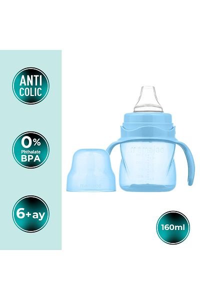 Mamajoo 160 ml Powder Blue Sippy-Stop Educational Cup with Handle - 6 Months