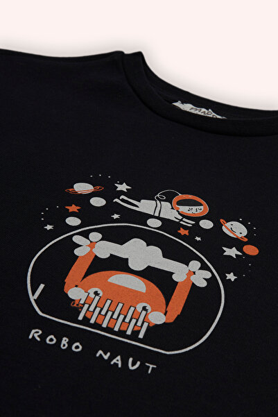 Panço Erkek Çocuk Uzay Baskılı Siyah Pijama Takımı