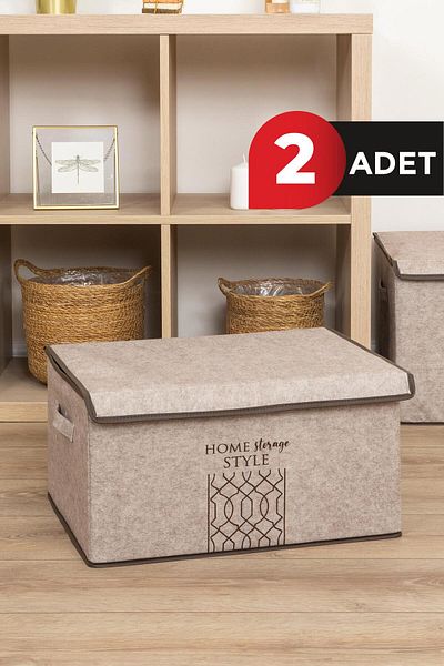 ALAS Μπεζ Maxi Box - Με Κάλυμμα από τσόχα, 47x37x24 CM, 2 ΤΕΜ.