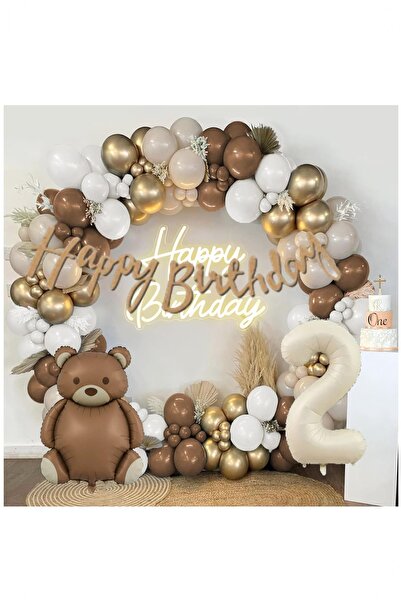 BİDOLUMUTLULUK Baby Yazılı Balon Kutusu Karamel Doğum Günü Seti Ayı Balon Par...