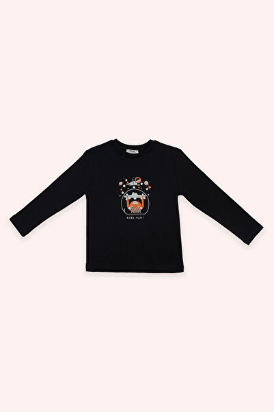 Panço Erkek Çocuk Uzay Baskılı Siyah Pijama Takımı