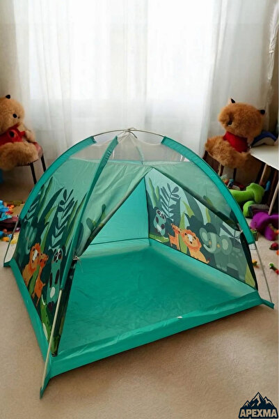 Apexma Kolay Kurulum Vahşi Hayvan Desenli Mavi Erkek Çocuk Oyun Çadırı 120x12...