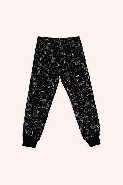 Panço Erkek Çocuk Uzay Baskılı Siyah Pijama Takımı
