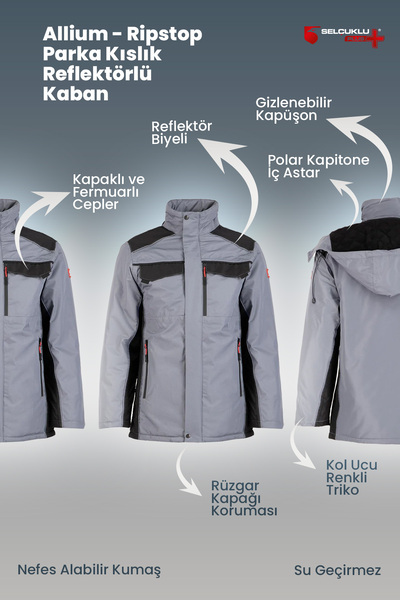 Armadillo Allium - Ripstop Parka معطف شتوي عاكس مع صوف داخلي مقاوم للماء وقابل للتنفس