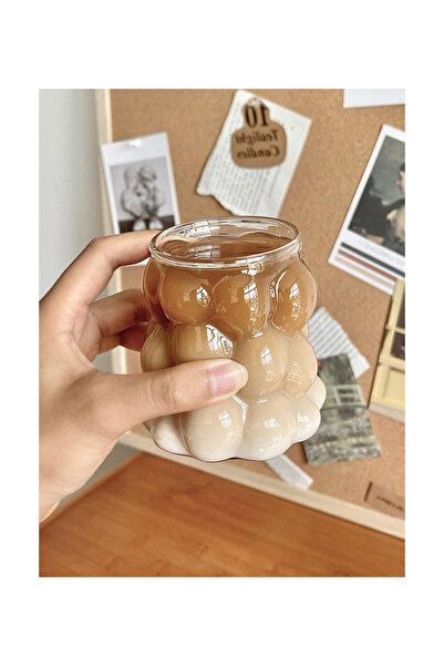 VİGENTİNO Isıya Dayanıklı Borosilikat Boncuk Şekilli Bardak Kahve Ve Sunum Ba...