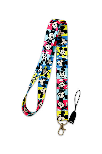 PABALAS Minnie Mouse Desenli Boyun İpi Askısı Yaka Kartı Tutucu-Telefon Askısı