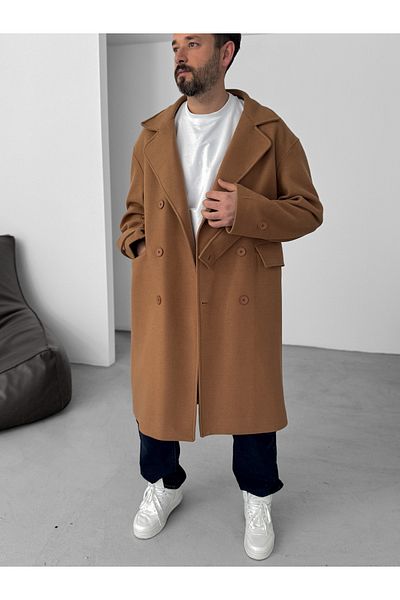 BYBASICMAN Oversize Tan Stamp Coat - V-50-09