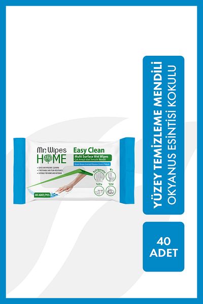 Farmasi Mr. Wipes Easy Clean - 40 Pieces Surface Cleaning Wipes, Ocean Breeze